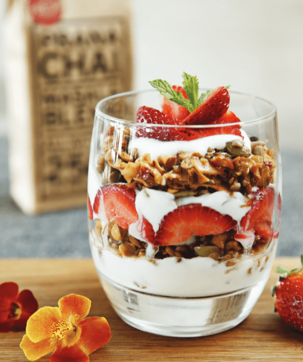 Chai Granola Parfait with Yoghurt & Strawberries