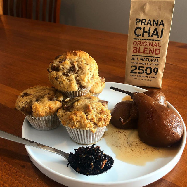 Chai Poached Pear Muffins